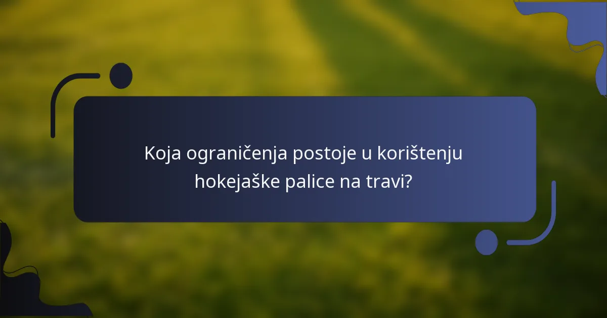 Koja ograničenja postoje u korištenju hokejaške palice na travi?
