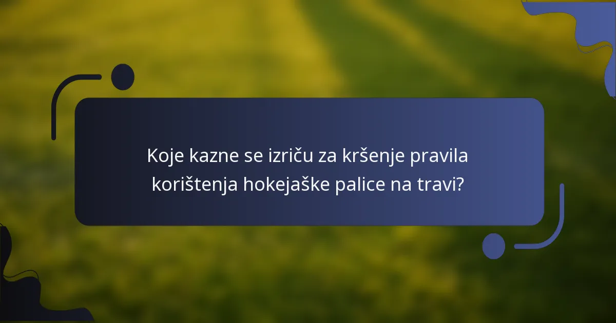 Koje kazne se izriču za kršenje pravila korištenja hokejaške palice na travi?