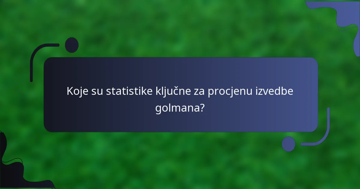 Koje su statistike ključne za procjenu izvedbe golmana?
