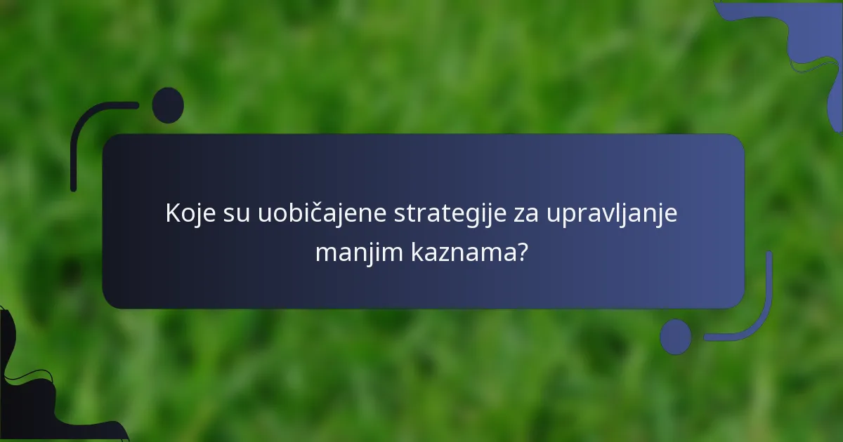 Koje su uobičajene strategije za upravljanje manjim kaznama?